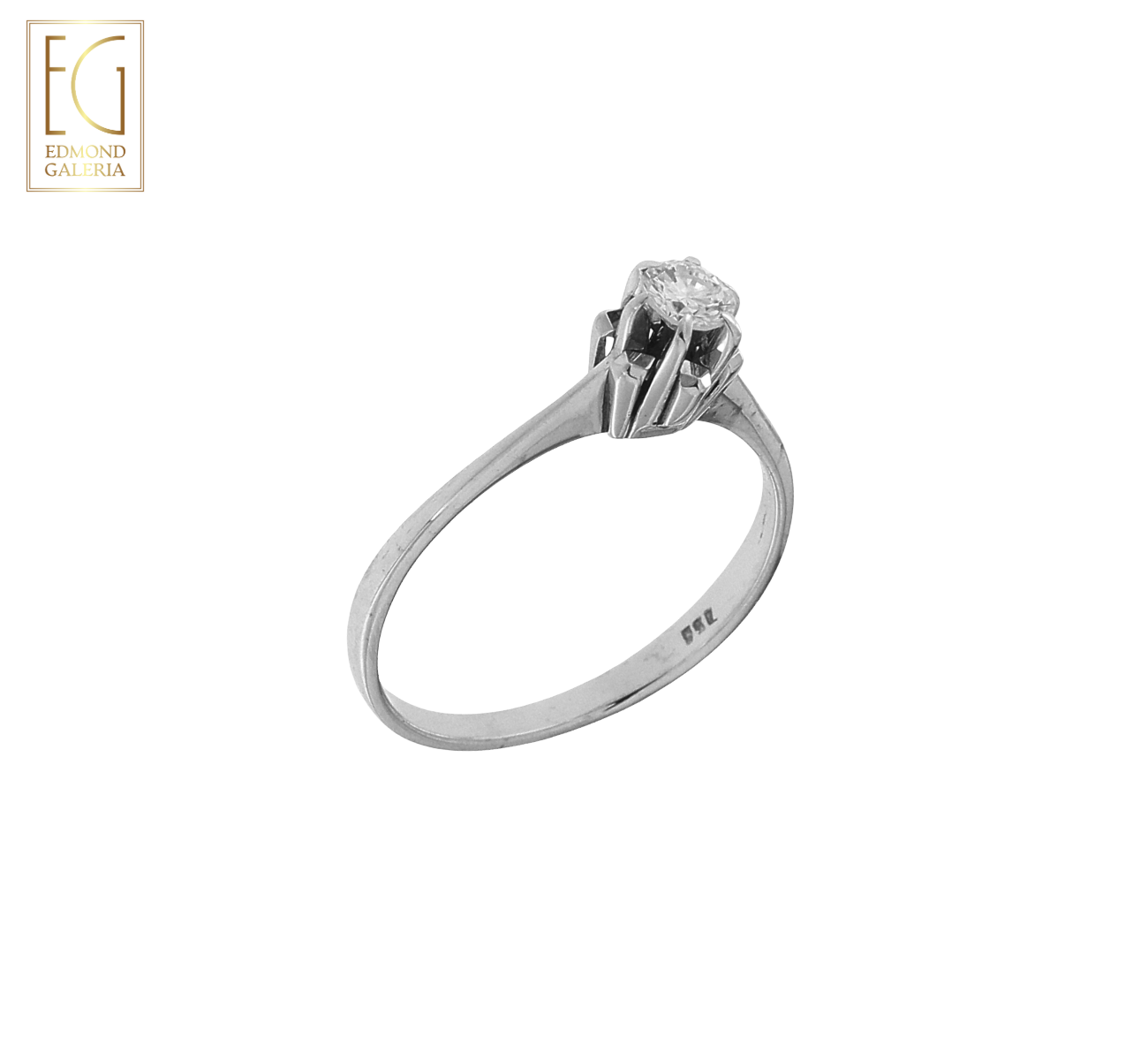 Inel din aur alb, decorat cu diamant solitaire