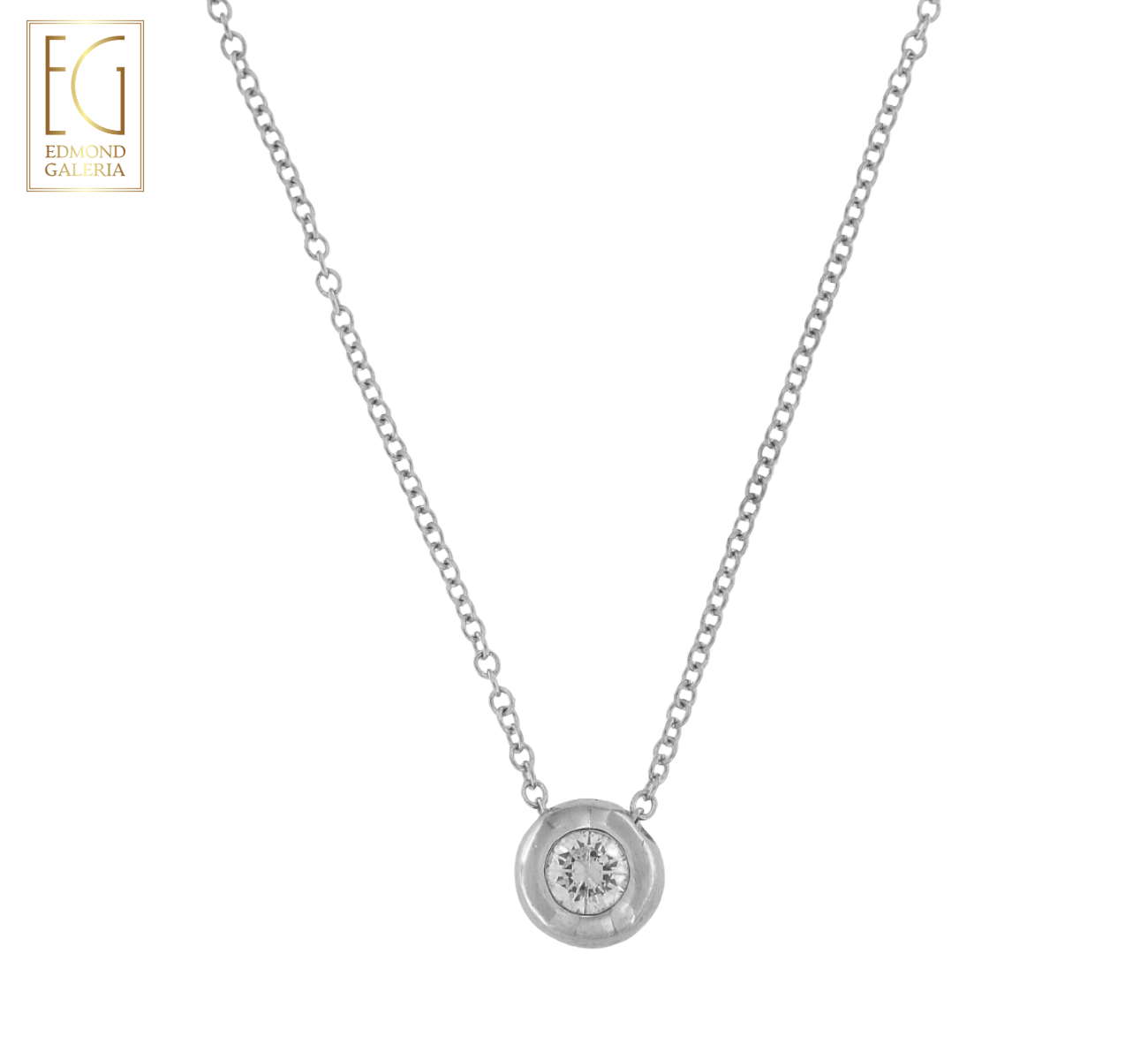 Lanț cu pandantiv din aur alb, decorat cu un diamant solitaire, atelier Arezzo, Italia