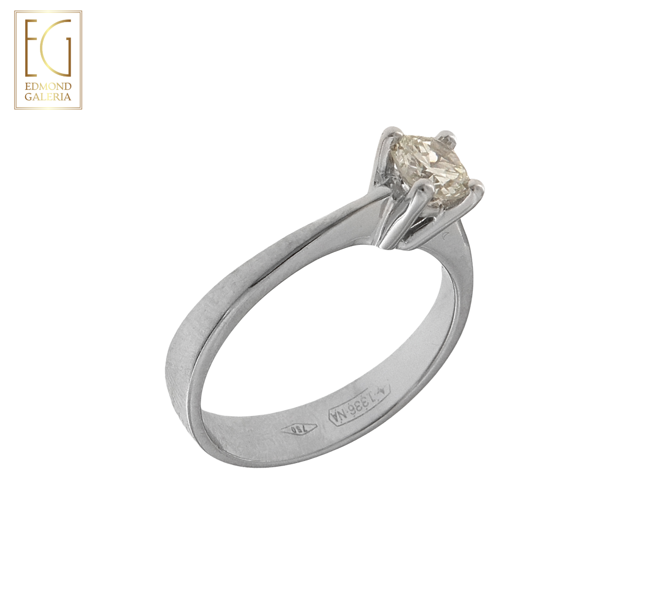 Inel din aur alb, decorat cu diamant solitaire