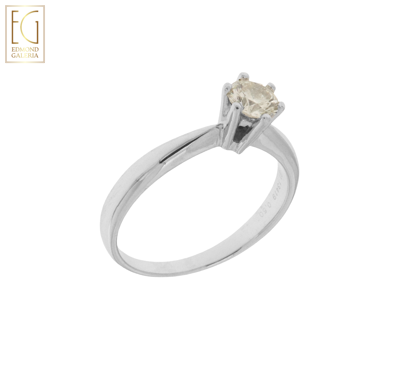 Inel din aur alb, decorat cu diamant solitaire