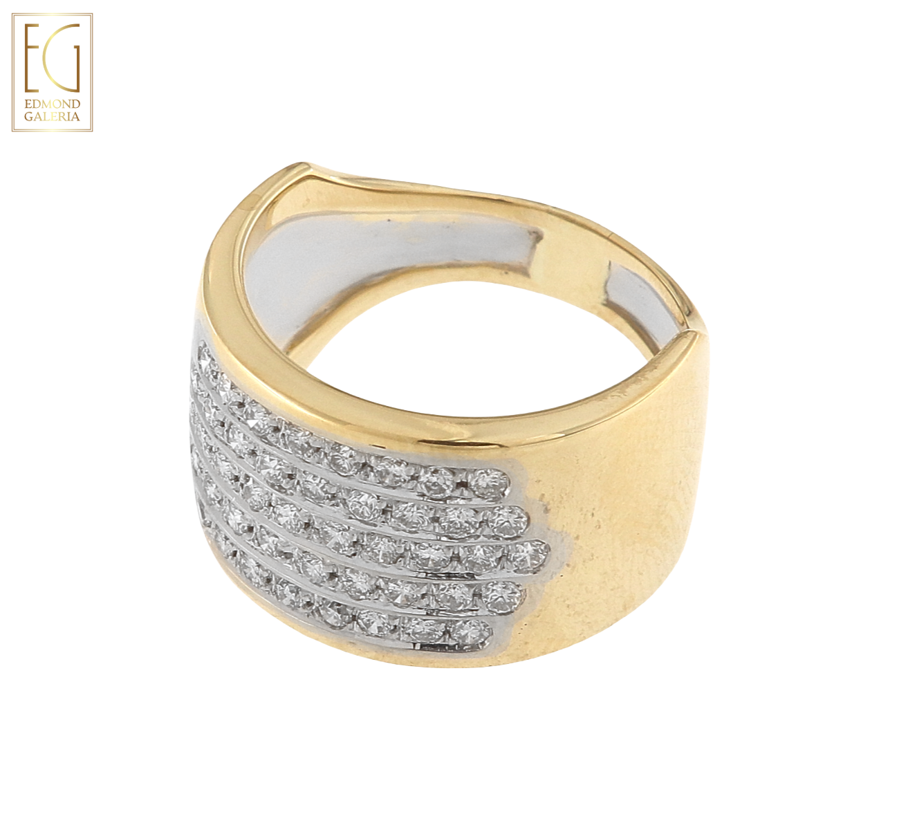 Inel din aur bicolor, decorat cu diamante, atelier Alessandria, Italia