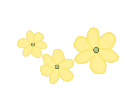 Three yellow cartoon flowers with green centers on a black background.