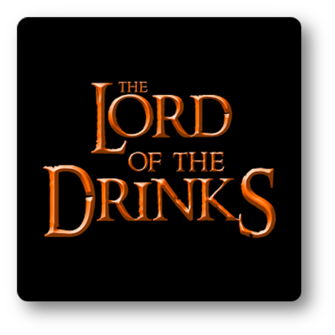 Logo for 'The Lord of the Drinks' with orange stylized text on a black background.