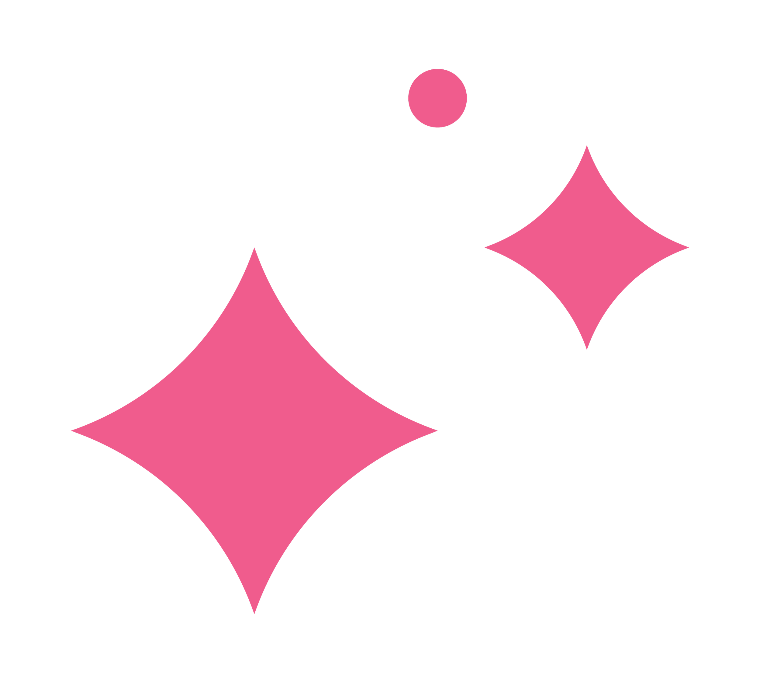 Pink star graphic with a stylized dot.