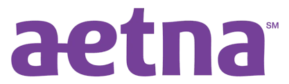 Aetna logo with purple lowercase letters on a white background.