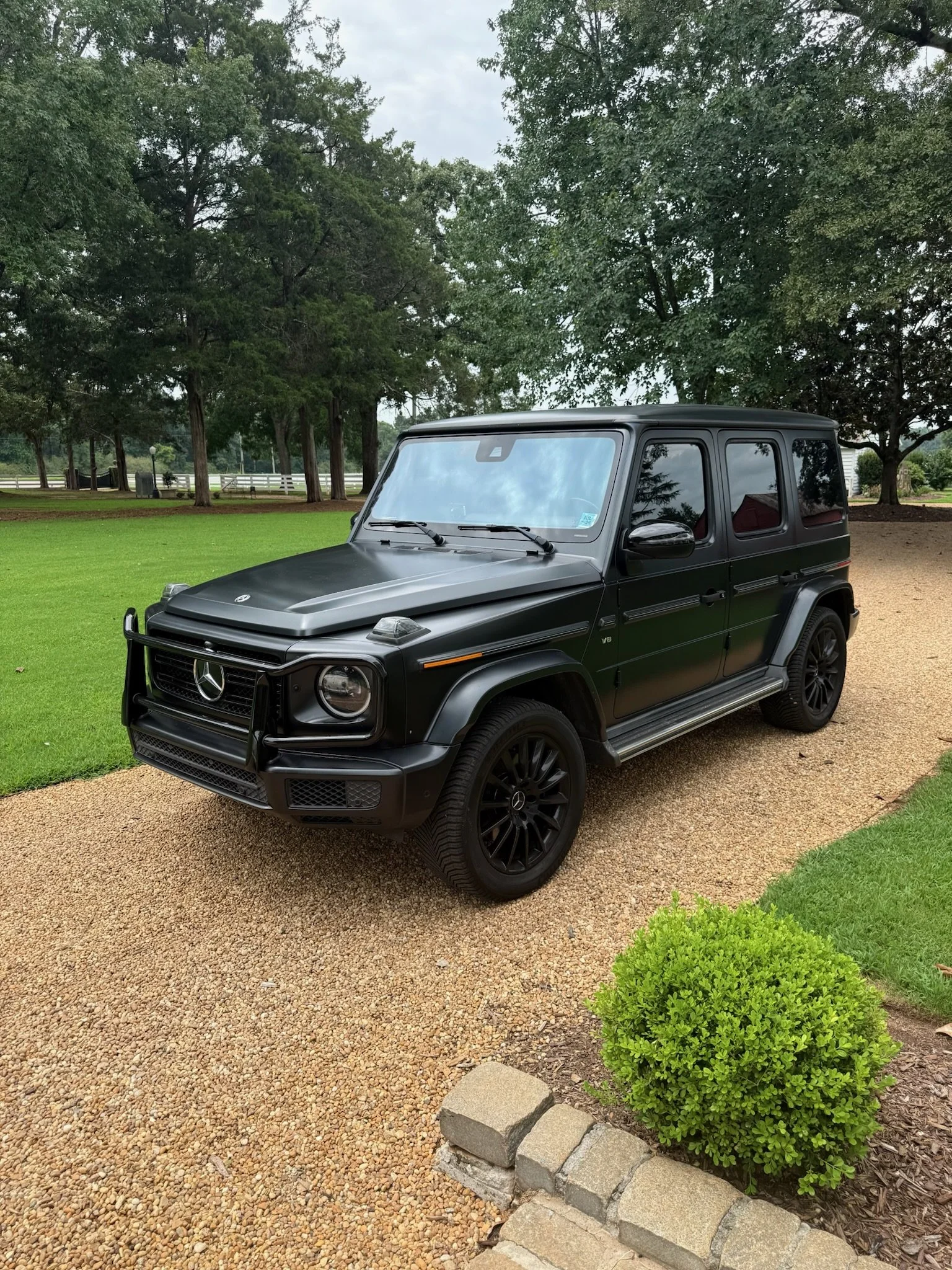 Grand exit in Mercedes G-Wagon at North Georgia Wedding Venue