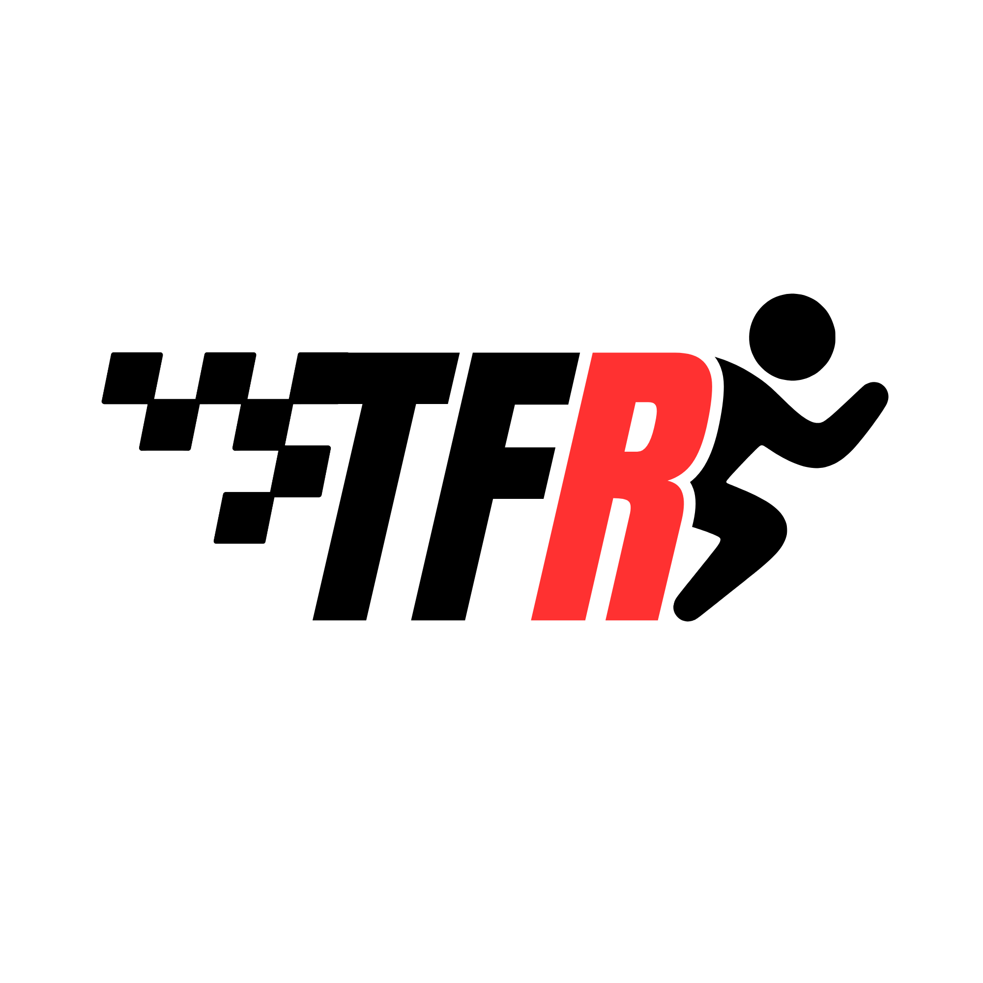 Logo for the Tidewater Fitness Racing series, featuring a stylized black and red checkered flag design in bold black and red lettering.
