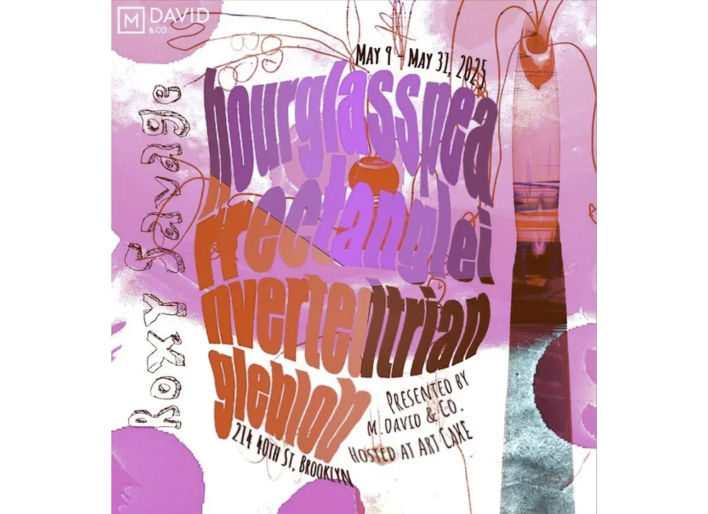 Colorful poster with abstract and artistic design, promoting the Brooklyn-based event 'Durational Sound Installation' from May 9 to May 31, 2023, hosted at Art Lane in Brooklyn, presented by M. David & Co.