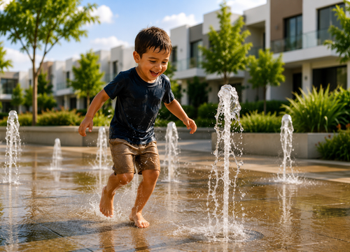 Niño jugando en áreas verdes