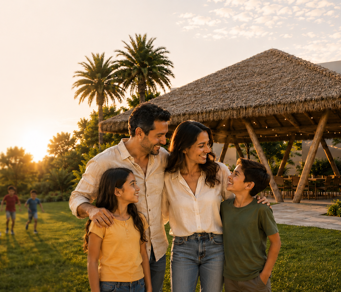 Familia caminando en Casa Solimar