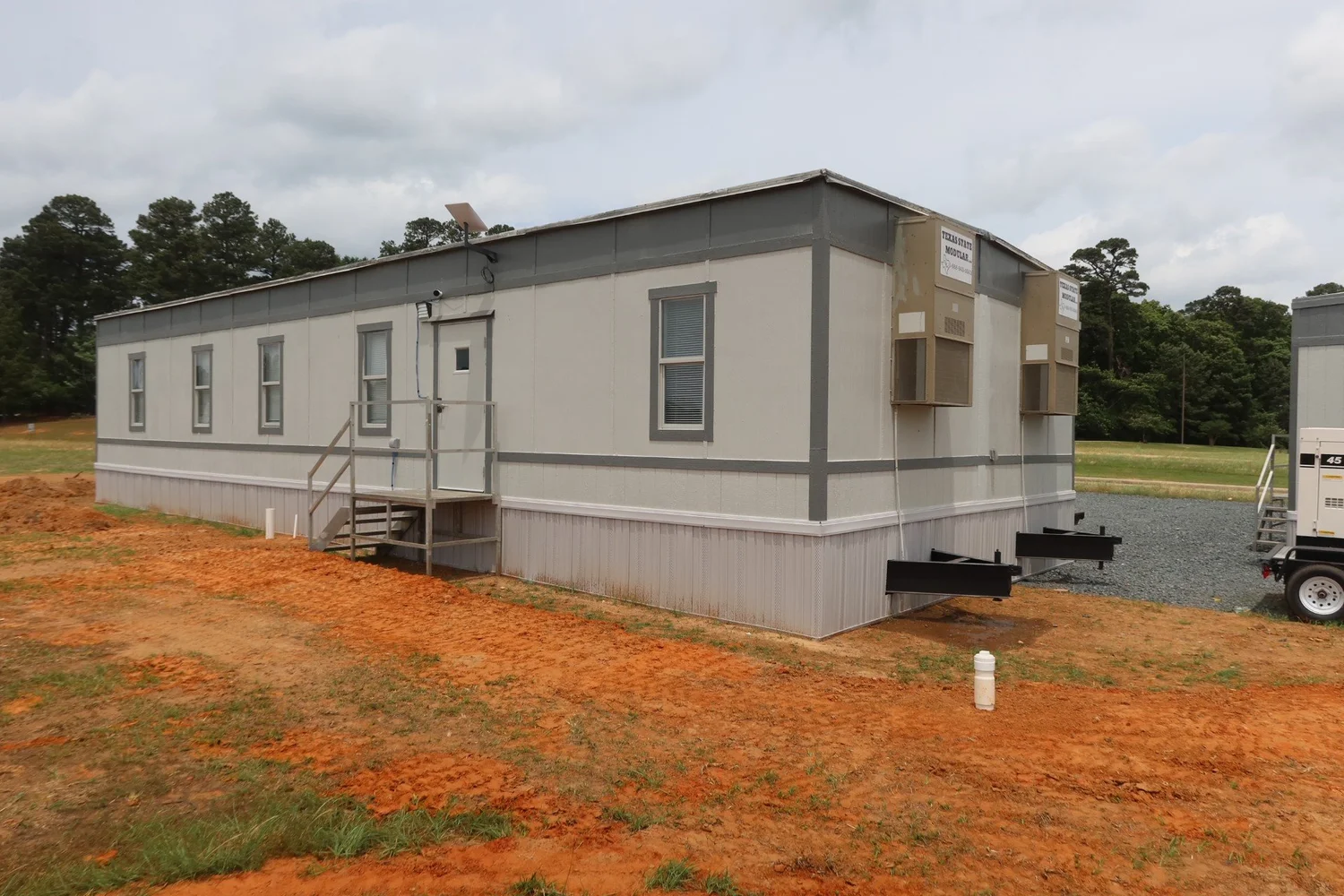 Double-wide modular office building on site