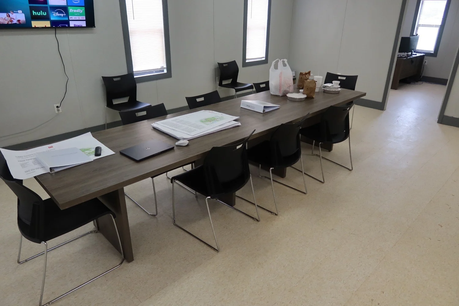 Furnished conference room inside a modular office