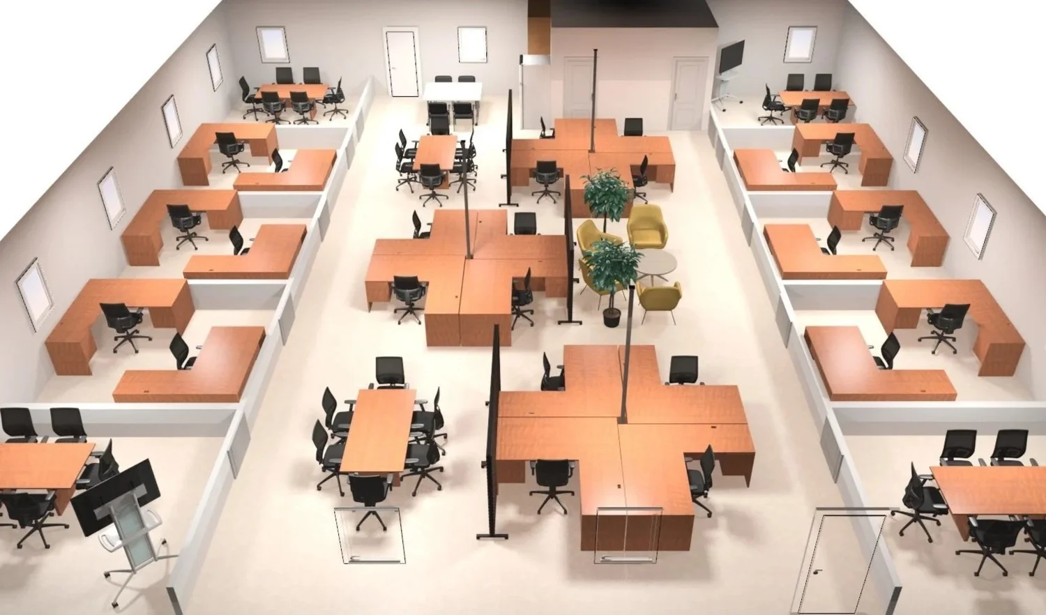 Five-section 5-plex modular office floor plan