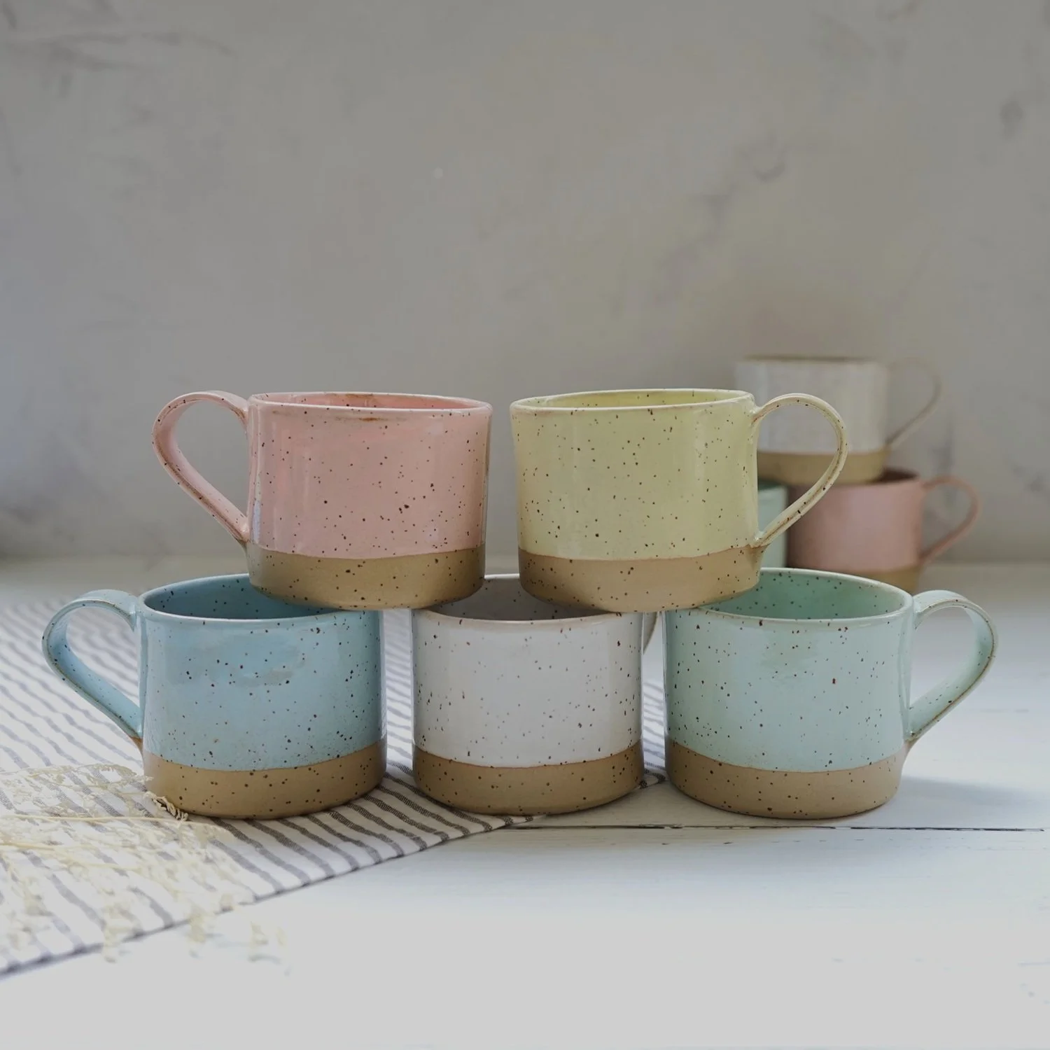 Speckled Ceramic Coffee Mug – Handmade Pastel Stoneware Cup