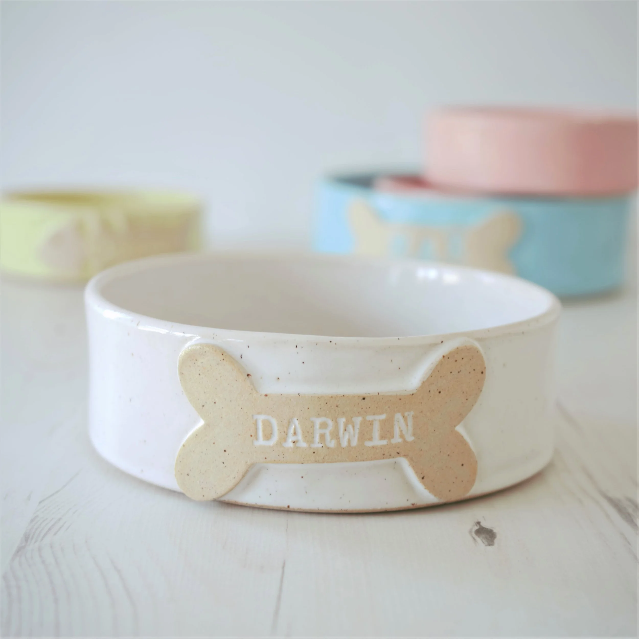 Medium Custom Ceramic Dog Bowl with Name – Personalised Stoneware Pet Dish