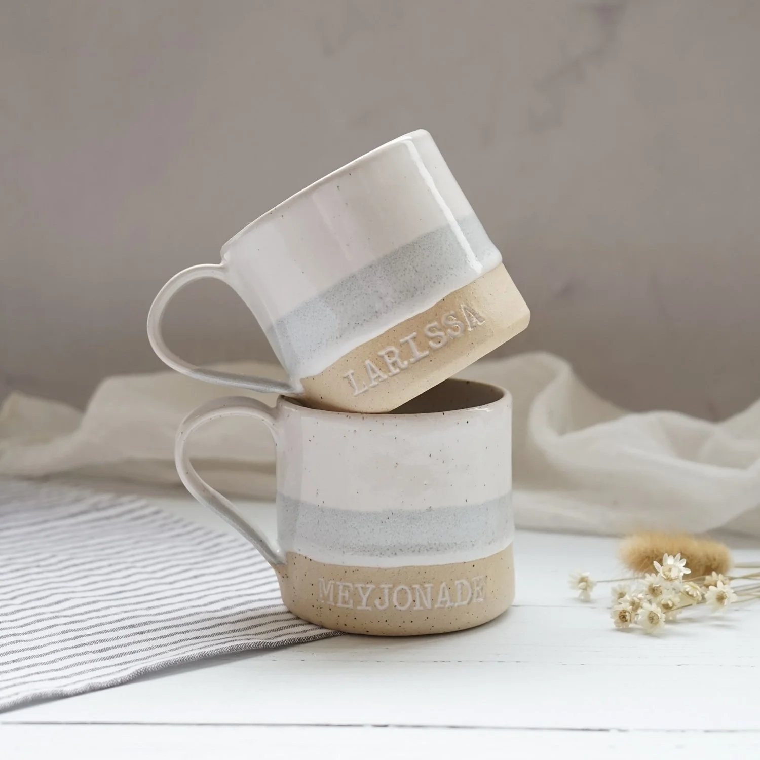 Personalised Ceramic Name Mug – Custom Hand-Stamped Stoneware Cup