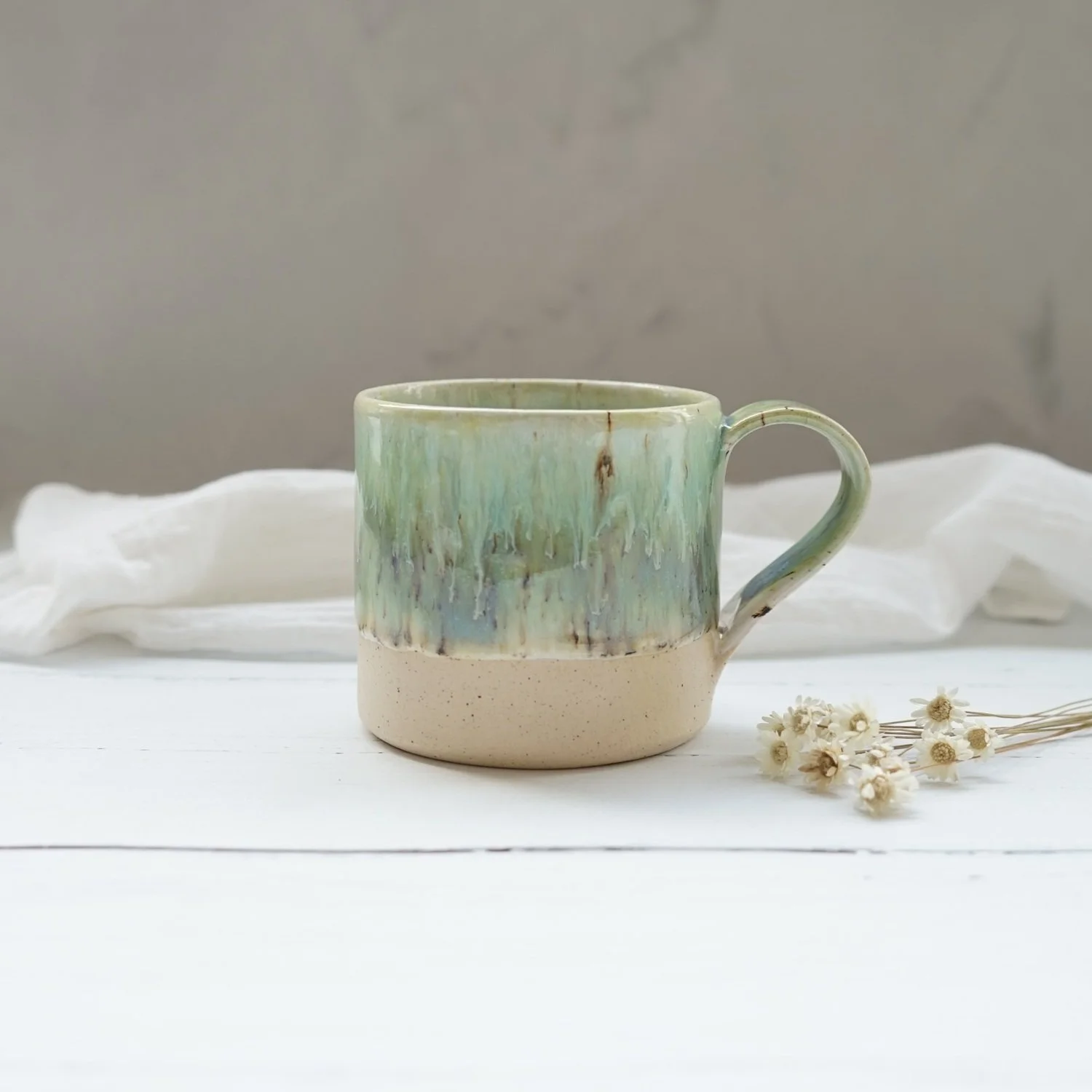 Handmade Ceramic Mug – Moss Green Glaze