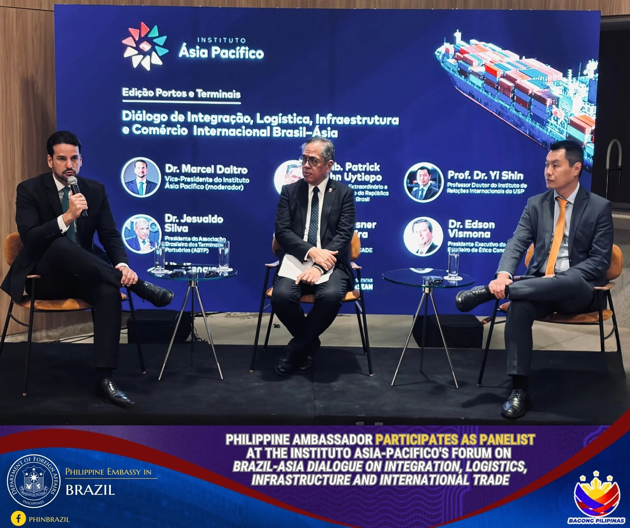 PHILIPPINE AMBASSADOR PARTICIPATES AS PANELIST AT THE INSTITUTO ASIA-PACIFICO'S FORUM ON BRAZIL-ASIA DIALOGUE ON INTEGRATION, LOGISTICS, INFRASTRUCTURE AND INTERNATIONAL TRADE