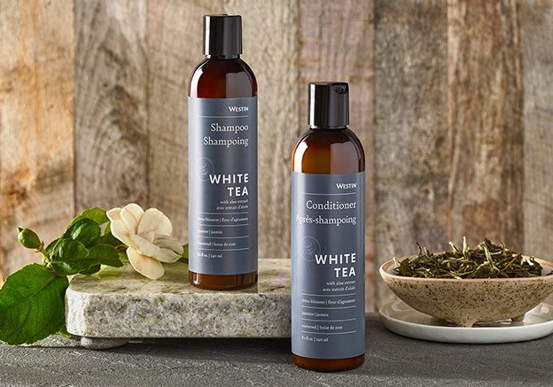 Westin White Tea packaging range aligned with the hotel brand’s wellness positioning.