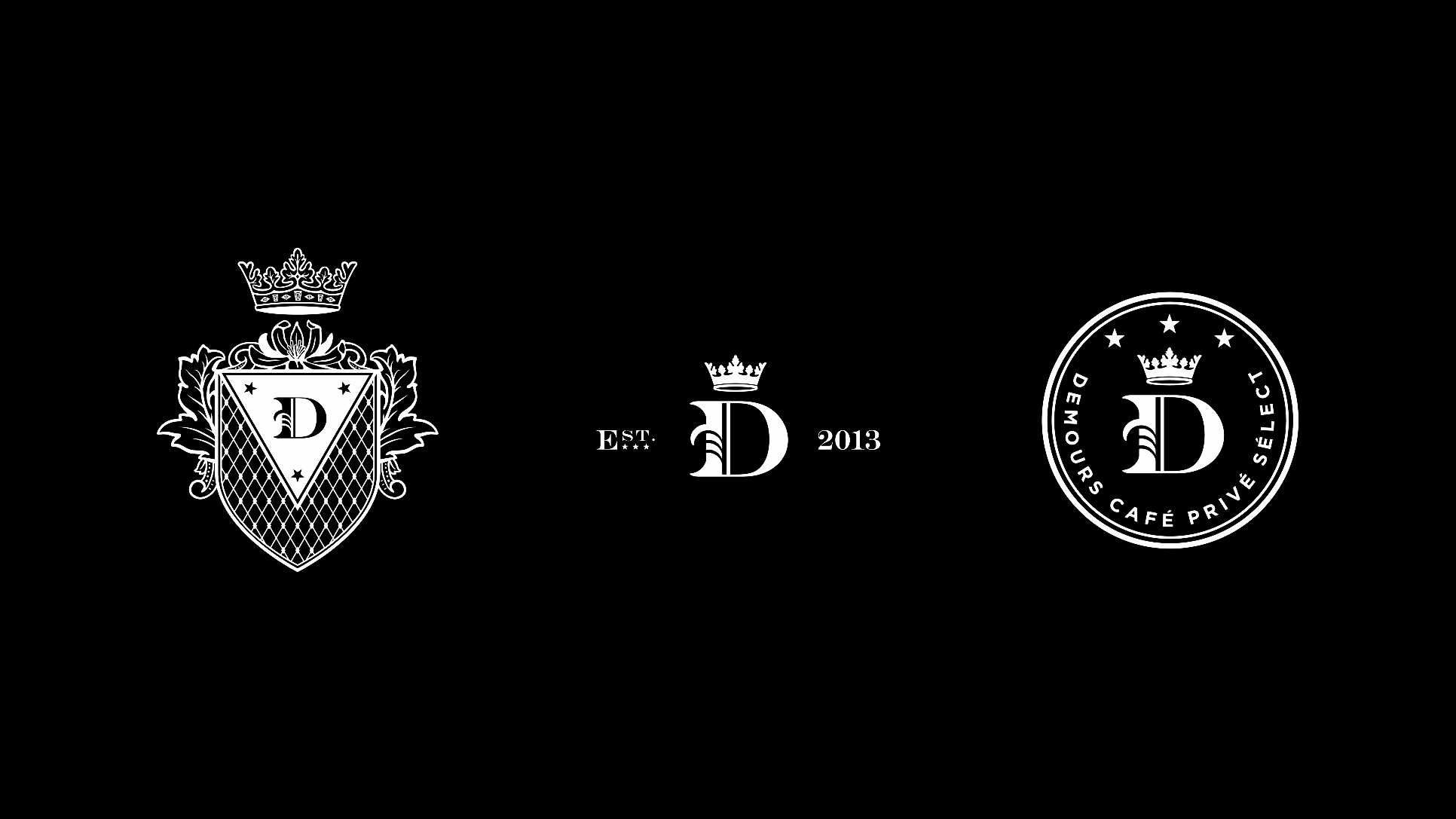 Demours Coffee identity marks and monogram system.
