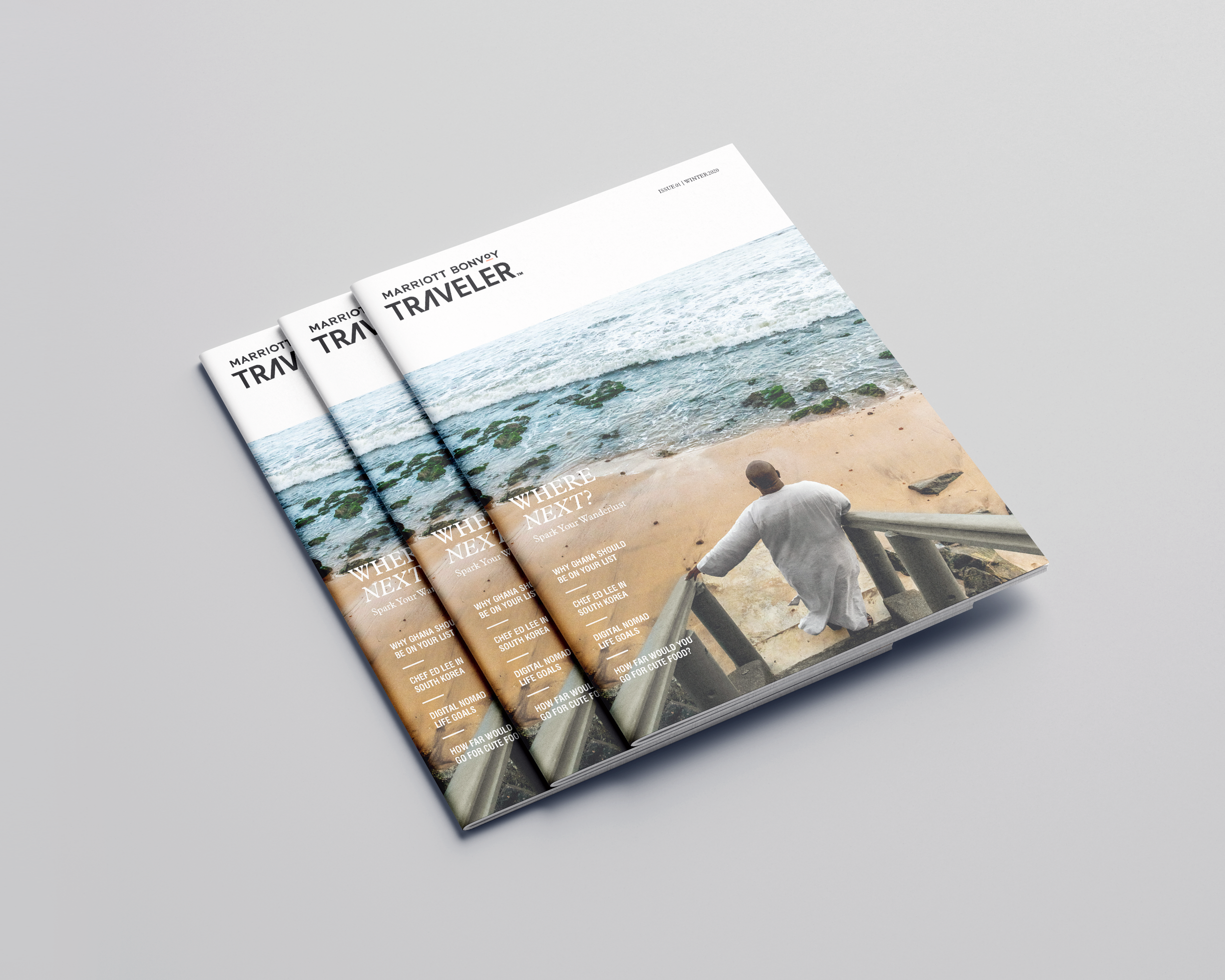Marriott Bonvoy Traveler magazine cover and editorial art direction.