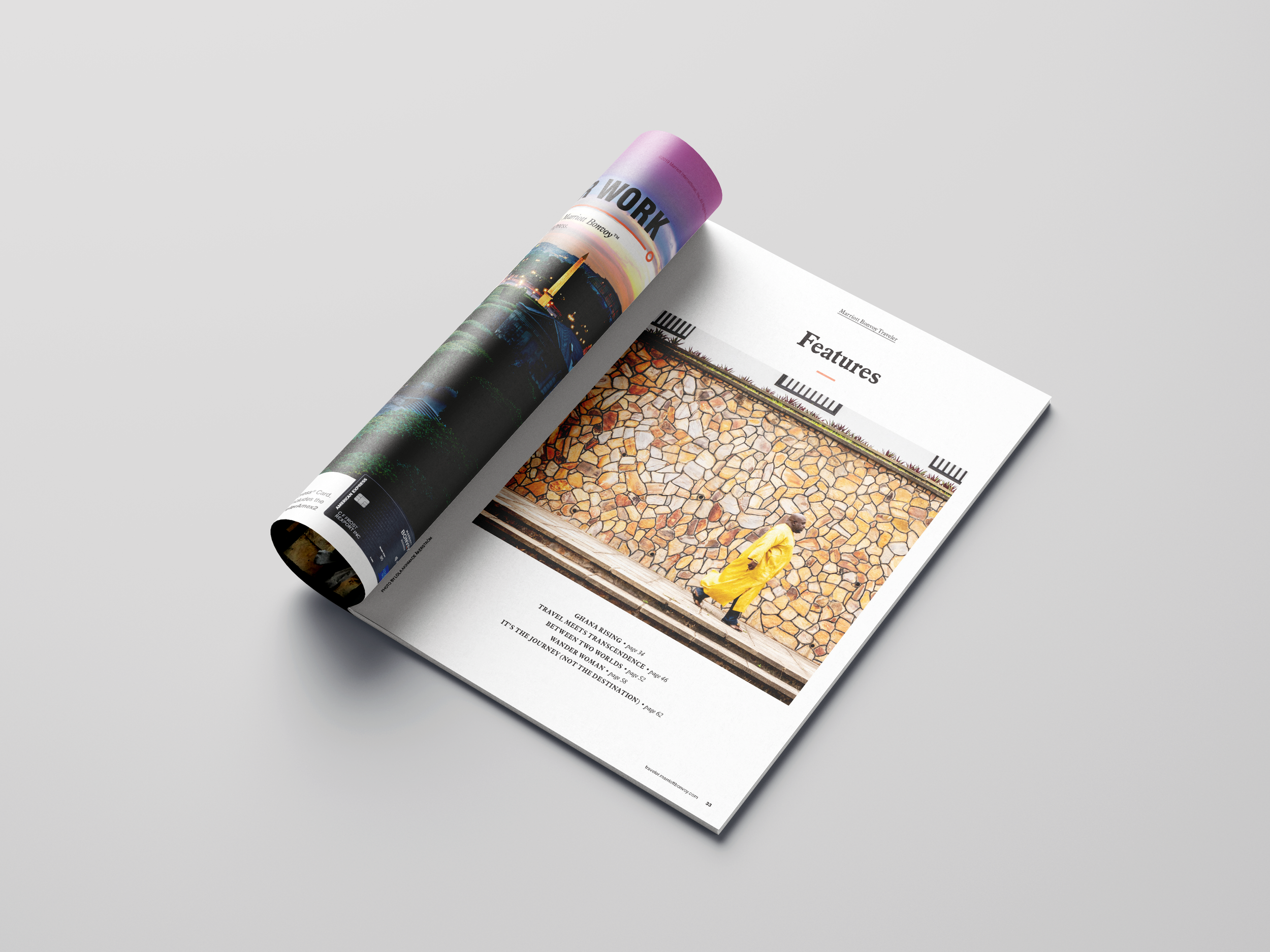 Marriott Bonvoy Traveler editorial spread featuring destination storytelling.