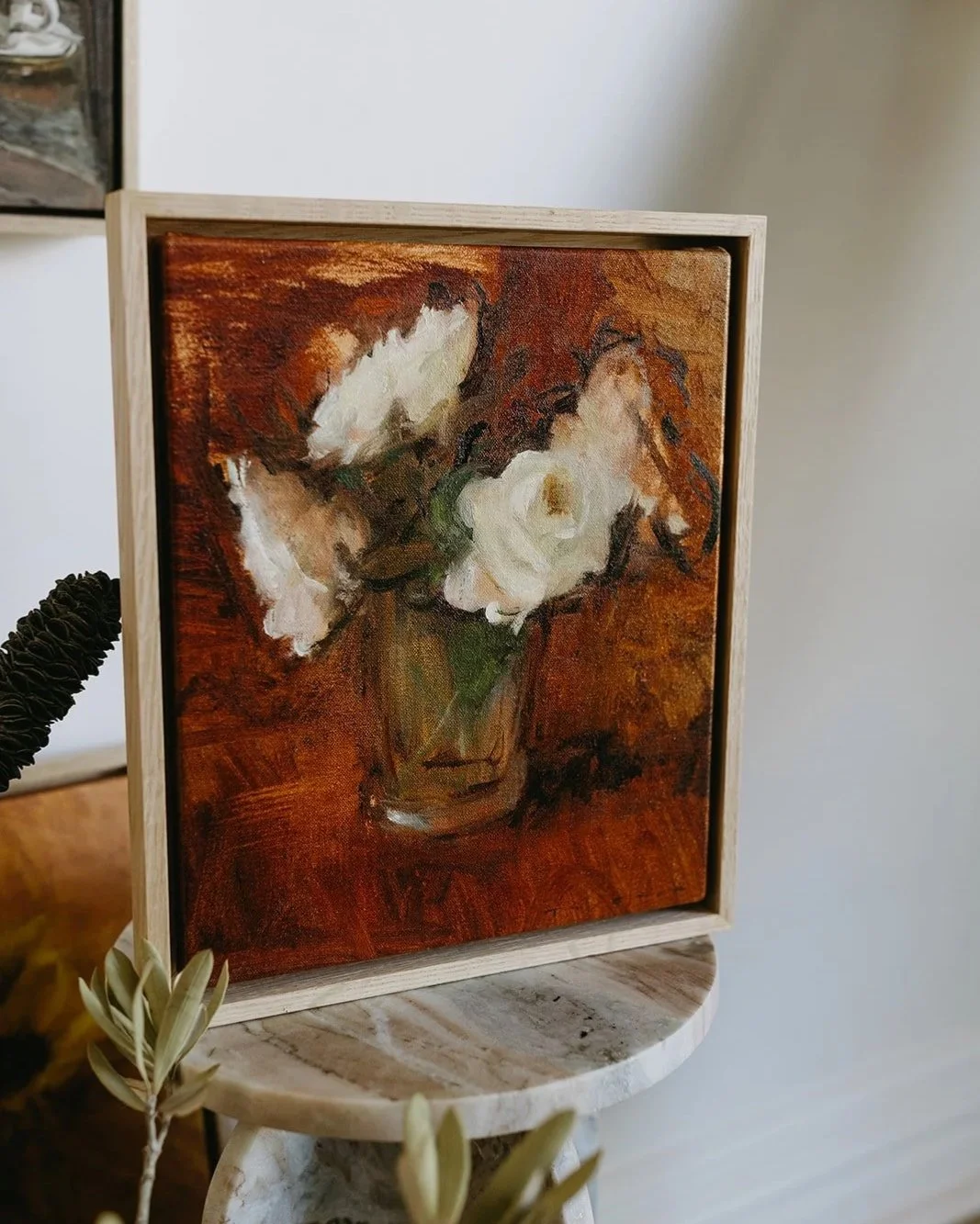 Roses with red earth background