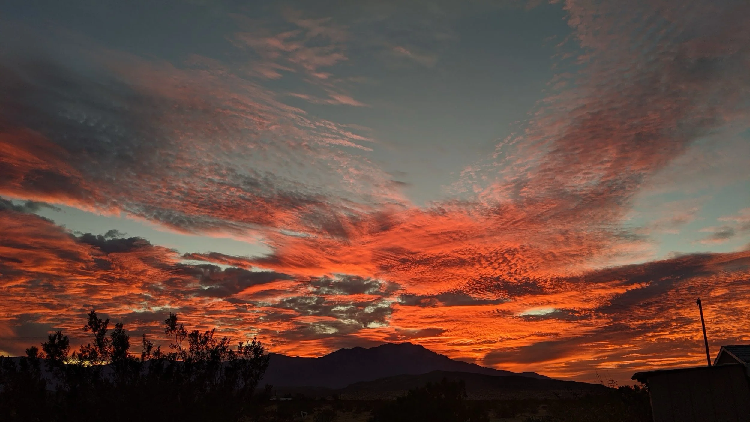 Fiery sunset over the mountains