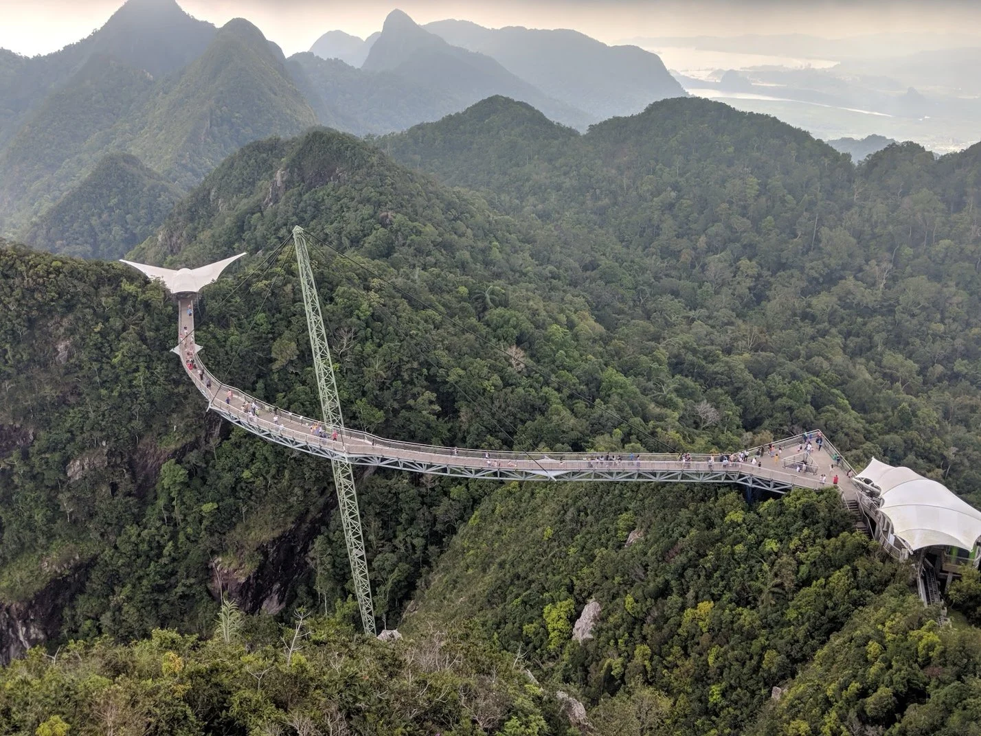 Mountain sky bridge above the rainforest