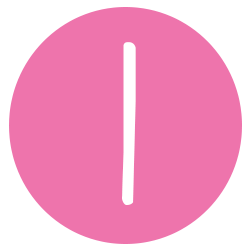 Pink clock with white hour hand pointing at 12