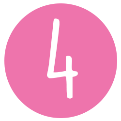 Pink circle with the white number four in the center