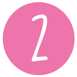 Pink circular background with the number 2 in white.