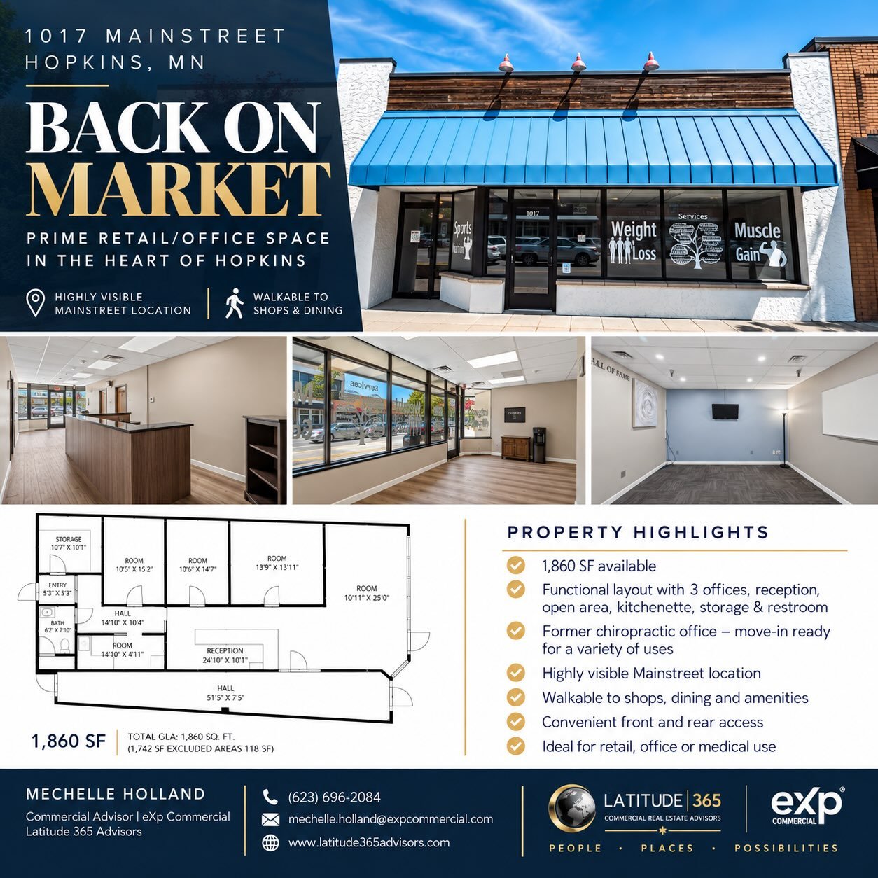 🏢 BACK ON THE MARKET | 1017 Mainstreet, Hopkins

A great opportunity is available again in the heart of downtown Hopkins!

This 1,860 SF retail/office space offers a functional, move-in-ready layout in a highly visible Mainstreet location &mdash; id