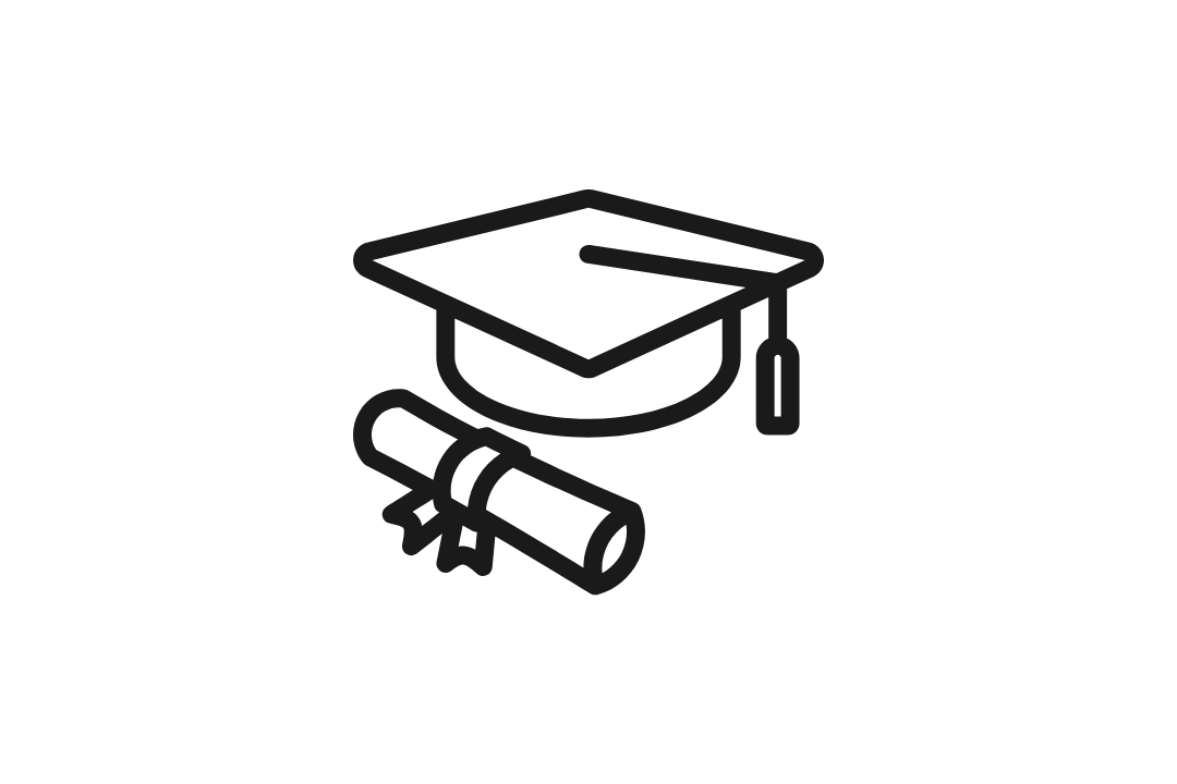 Outline of a graduation cap and diploma