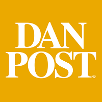 Logo of the Dan Post brand with white text on a yellow background.