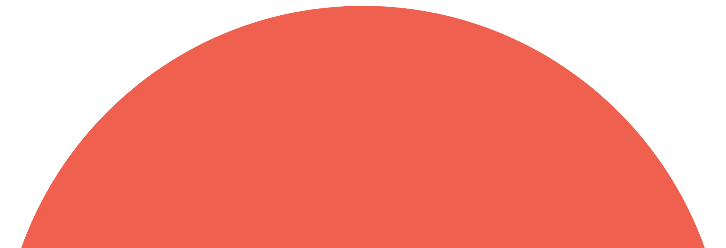 Partial view of an orange semi-circle on a white background.