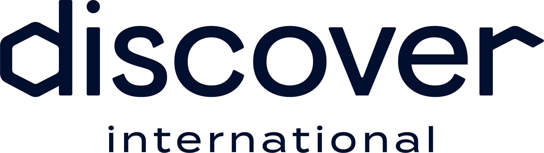 Discover International logo with a hexagonal icon and text.