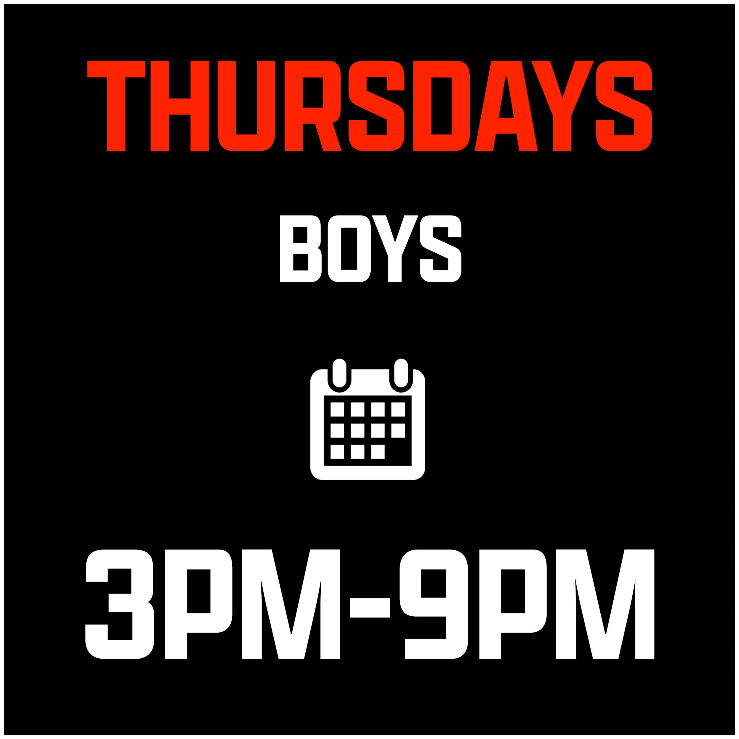 Black background with large red and white text that reads 'THURSDAY'S BOYS' and a drawing of a hand holding a pencil.