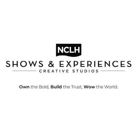 NCLH Shows & Experiences Creative Studios logo with the tagline 'Own the Bold, Build the Trust, Wow the World'