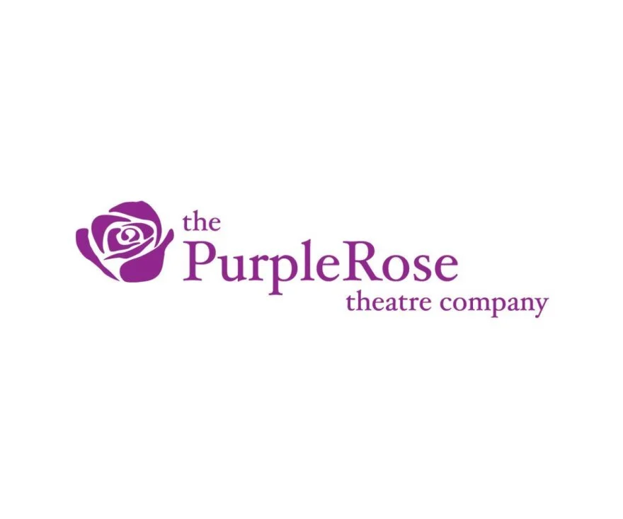 PurpleRose Theatre Company logo with a purple rose graphic and the text 'the PurpleRose theatre company' in purple.