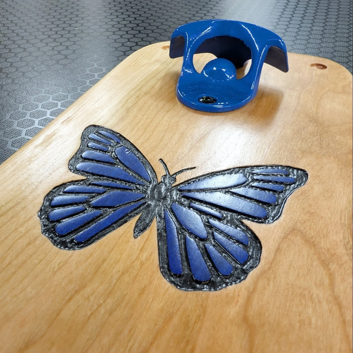 Butterfly Bottle Opener 🦋🍻
.
Hand carved from Cherry, this magnetic, wall mounted opener went to another artist and friend in Buffalo, NY 🦬🎶
.
#handmade #woodworking #cherry #butterfly #bottleopener