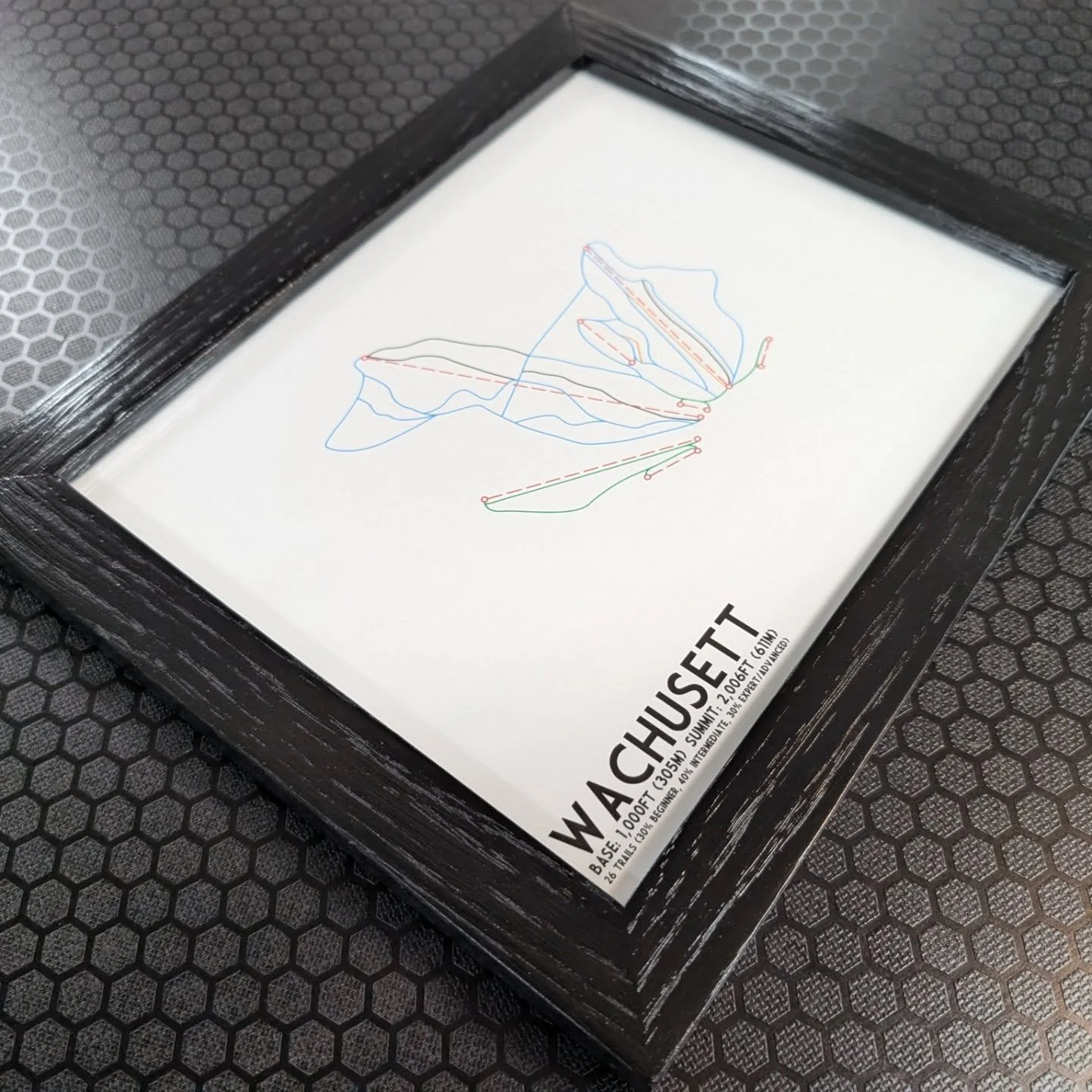 Wachusett Mountain Frame 🏔️🖼️
.
This print is from @circlesquarediamond who makes really cool minimalistic trail maps of ski mountains around the world 🗺️⛷️
.
Wachusett Mountain is now my new local ski hill since we've moved to North Central Massa