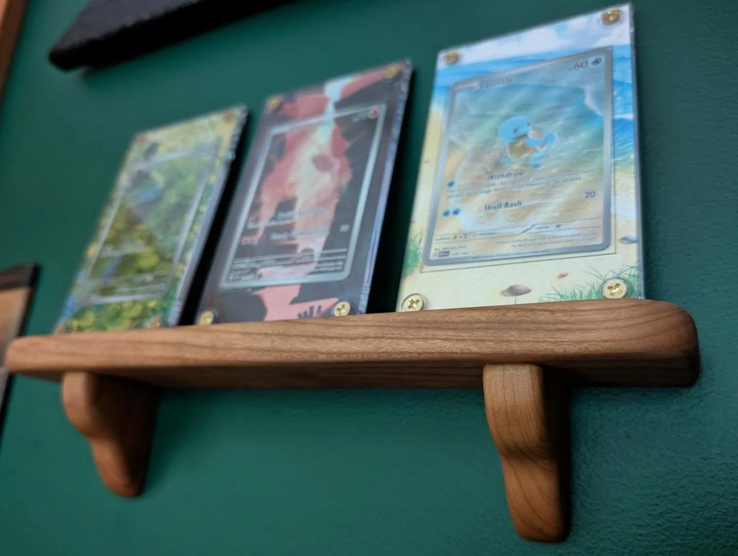 Pokemon Display Shelf 🎴✨
.
Custom shelf to securely hold and display three Special Illustration Rare Starter Cards from the Scarlet &amp; Violet 151 Set, complete with Extended Art Cases 🤓
.
Cards by @pokemon 🎴
Extended cases by @kantoforge 🖼️
Fi