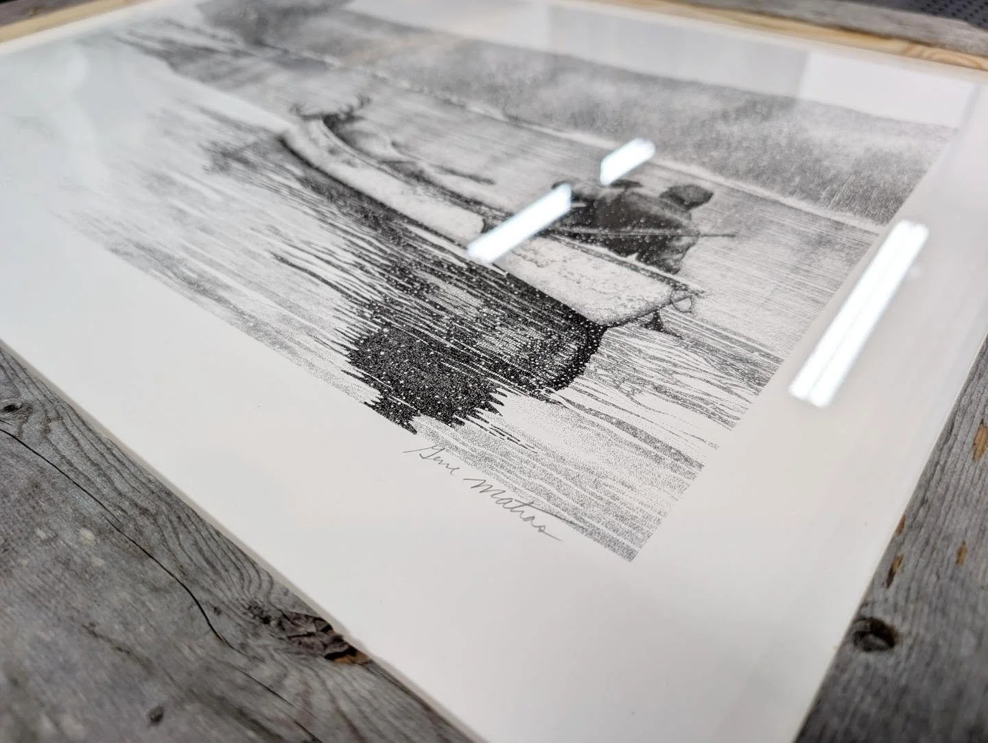 Reclaimed Twin Frames 🛶🦌
.
The Wood for this project had been used for a seasonal dock on Lake Erie for several decades; slowly developing that beautiful, signature grey weathered look over time ☀️
.
The art is by Gene Matras, an incredibly talente