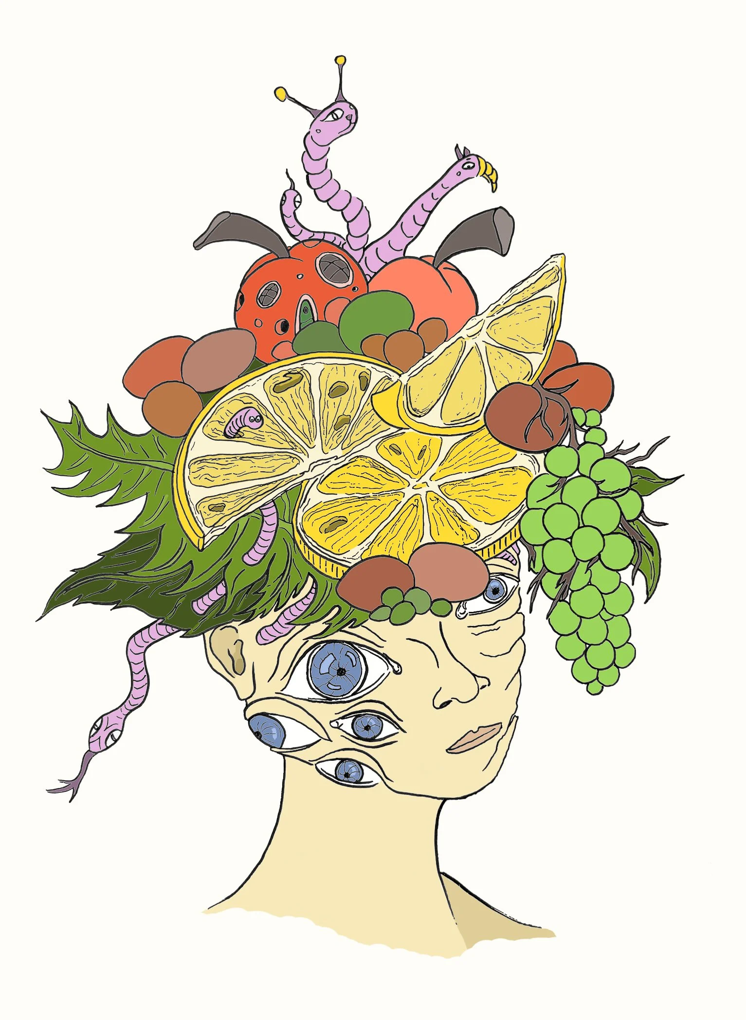 Fruit Head Lady Digital Print 8.5" x 11"