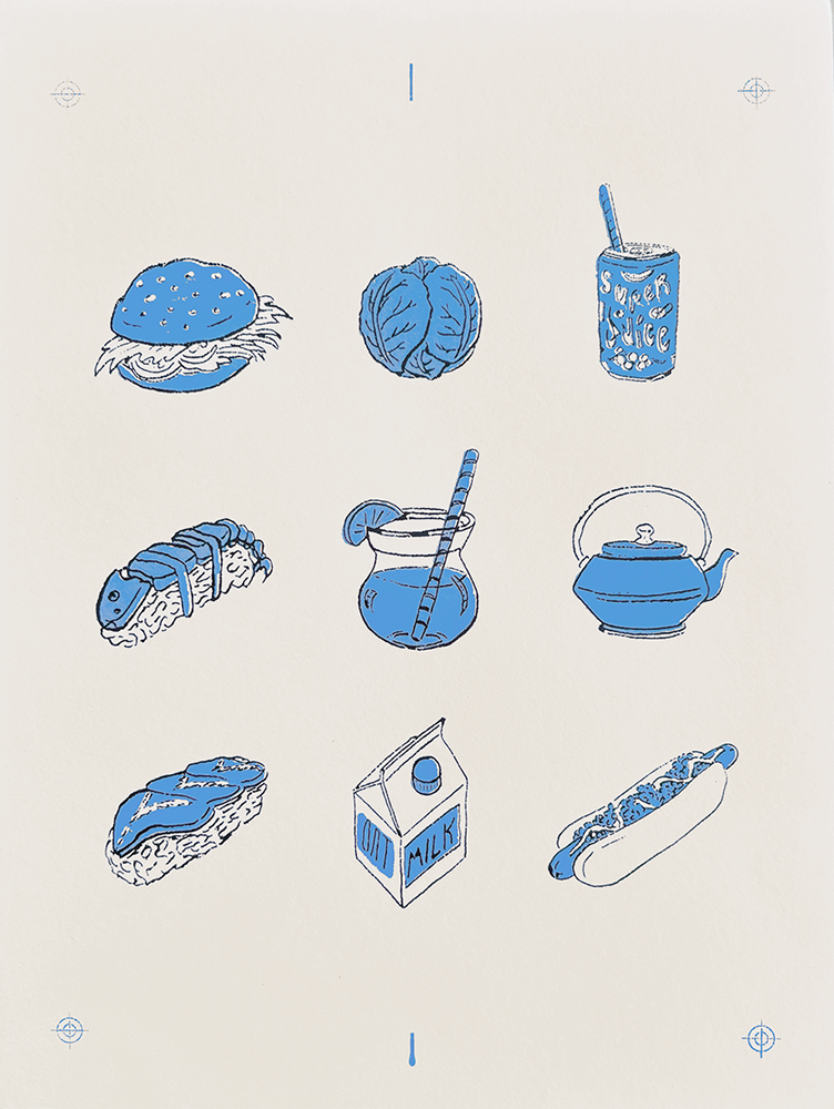 Yummy Food Items Screenprint 9" x 12"