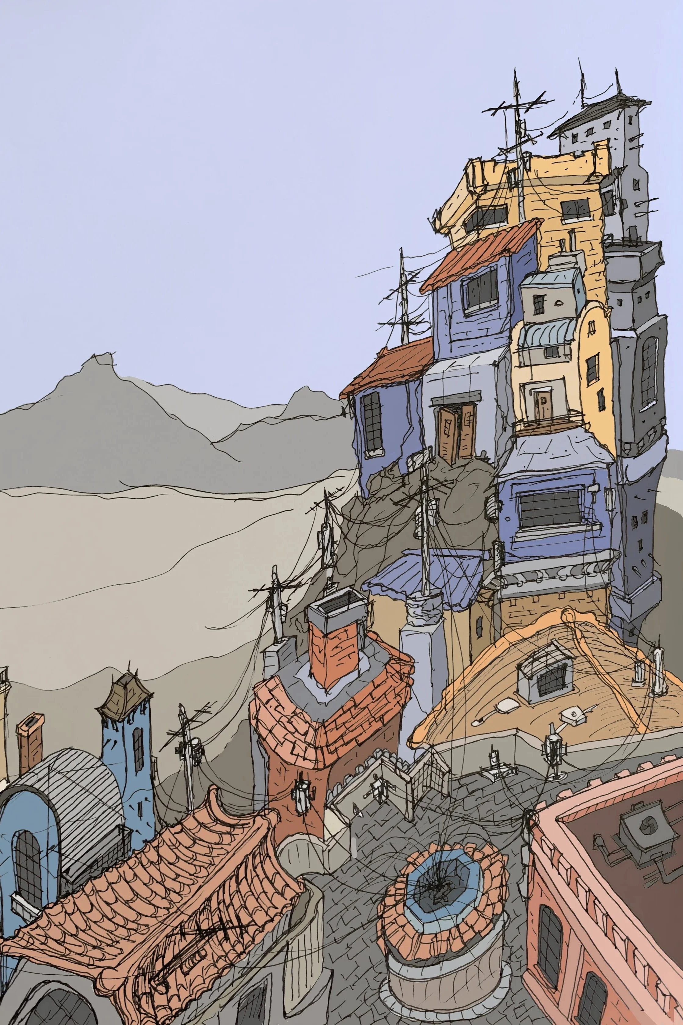 Scribbly Towers Digital Print 8.5" x 11"