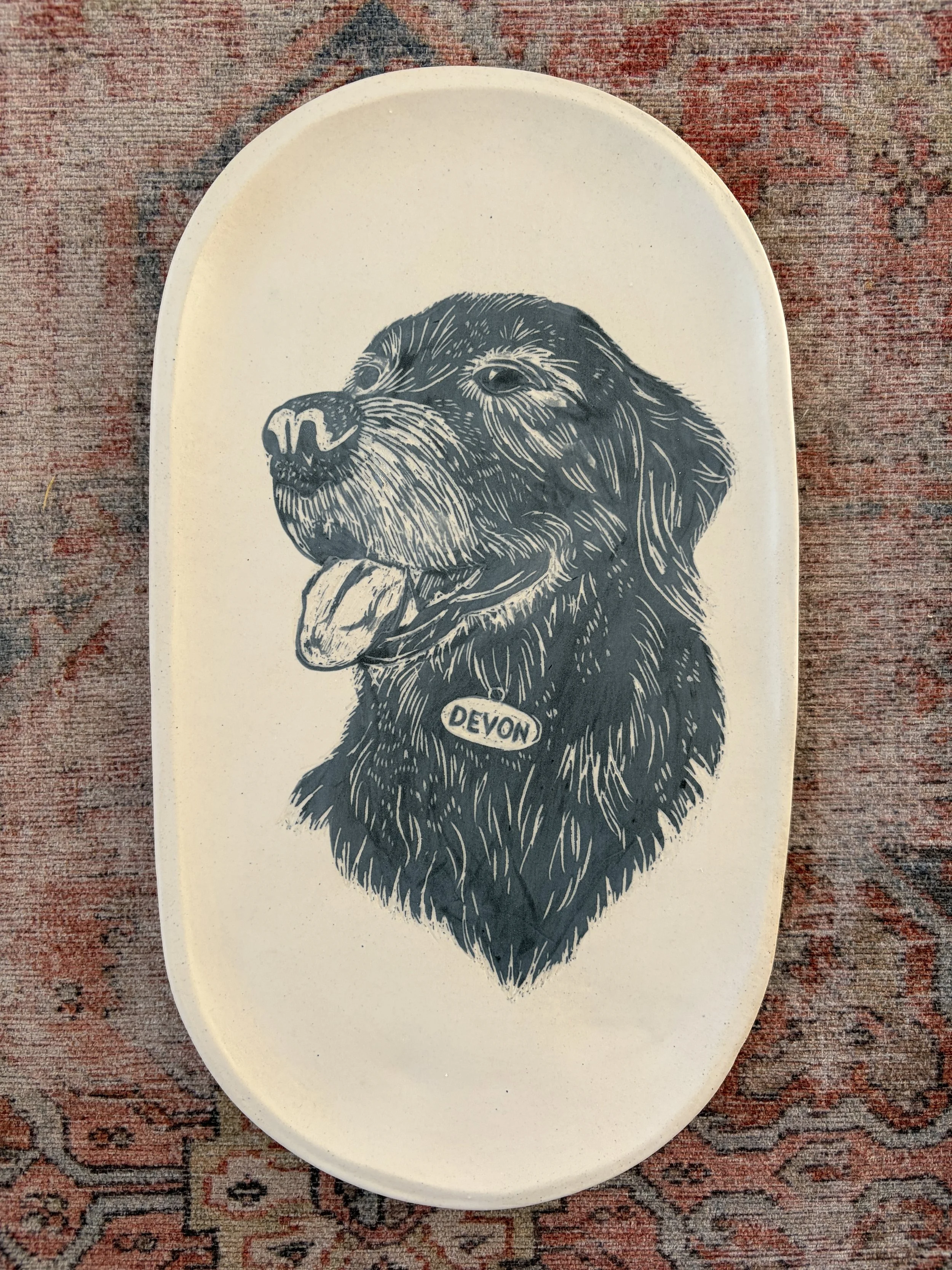 Custom Ceramic Pet Portrait Platter or Bowl