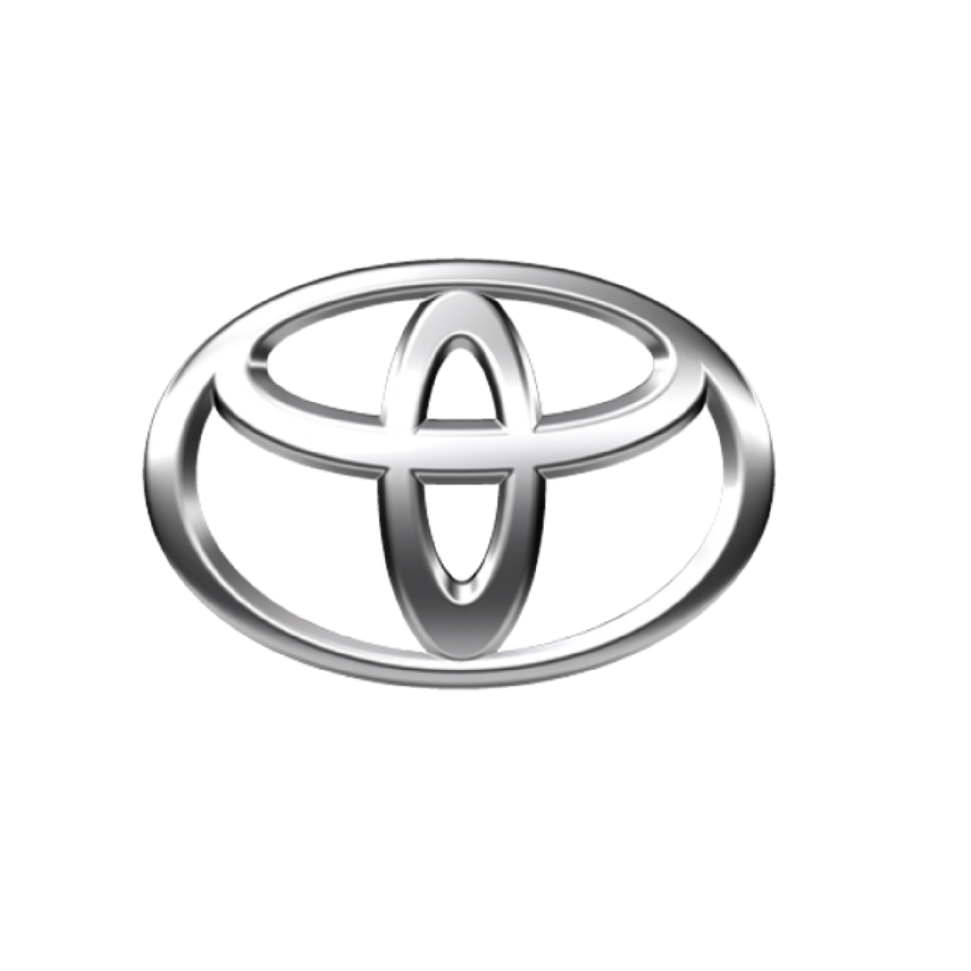 Logo di Toyota, un'auto giapponese, in una grafica tridimensionale e in metallo.