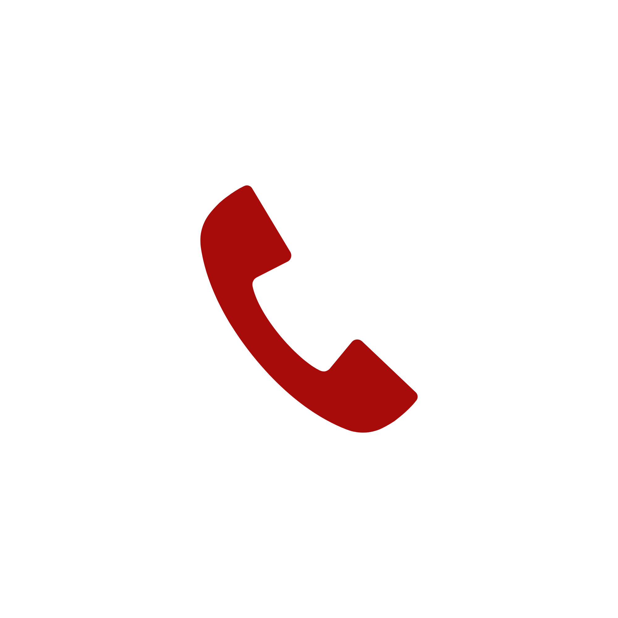 Icona di un telefono con cavo rosso, sfondo nero.